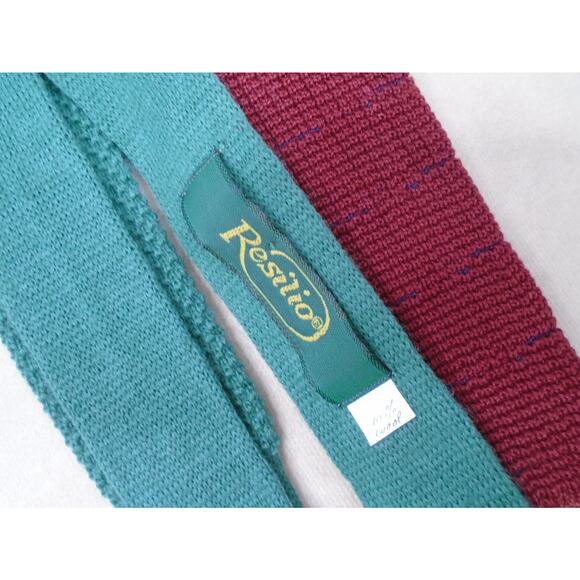 VTG Lot of 5 Wool & Cotton Sock Knitted Ties Preppy Square End Trunk Neck Tie - Picture 8 of 12